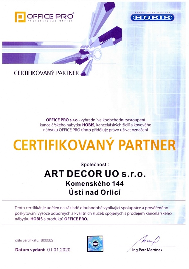 Certifikace ART DECOR UO - nábytek